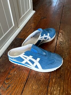 Rare Asics Blue and White Slip-On Sneakers